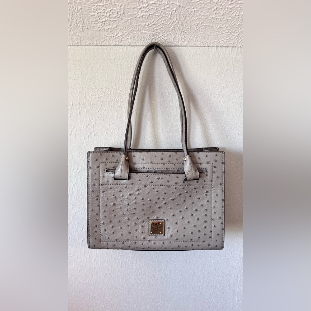 Dooney & Bourke Light Gray Ostrich-Embossed Tote